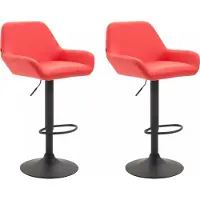 In And OutdoorMatch And OutdoorMatch Luxe barkruk Gwendolyn - Rood - Zwart - Deluxe design - Met rugleuning - Voetsteun - Geschikt voor keuken en bar - Gevoerd zitvlak - Set van 2 - Kunstleer