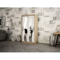 Minio Kledingkast, 100 cm, SEWILLA, Sonoma eikenhout / mat wit