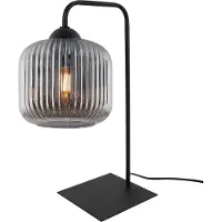 Light11 HOME RIFFLE tafellamp, zwart, met platte, grijze lampenkap, cilindrisch, fitting E27