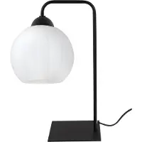 Light11 HOME Tafel lamp Costa, zwart, 1 lichtpunt, glazen kap, wit, bolvormig, fitting E27