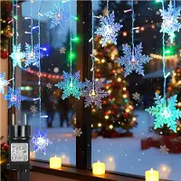 Rosikey 94 LED-lichtketting, sneeuwvlokken, groot, 1,8 meter, kerstverlichting voor binnen, lichtgordijn, 8 modi en timer, geschikt voor feesten, ramen, kerstdecoratie, kleurrijk