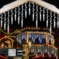 Rosikey 3,5 meter ijsregen lichtketting, wit, LED, ijspegels, lichtgordijn, 8 modi, geschikt voor ramen, balkon, tuin, dakrand, kerstverlichting, kerstdecoratie