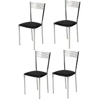 STOCK LINE t m c s Tommychairs - Set van 4 moderne stoelen ELEGANCE, geschikt voor keuken en eetkamer, met een stevig frame van verchroomd staal en een beklede zitting bekleed met zwart kunstleer