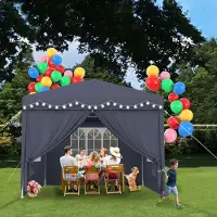 JOIEYOU Partytent 3x3 meter met zijpanelen en ramen. Tuinpaviljoen, polyester, UV-bescherming, waterdicht, windbescherming. Tuincent, tent, geschikt voor buiten, wit