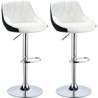 Happyment Barkrukken Diva - Met rugleuning - Kunstleer - Set van 2 - Keuken - Barstoelen ergonomisch - Wit - Verstelbaar in hoogte - Zithoogte 60-82cm