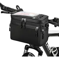 Mc star Fietsstuurtas, fietstas, tas voor het voorwiel van een fiets, schoudertas, draagtas, zwarte tas voor fietsaccessoires