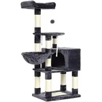 In And OutdoorMatch AndOutdoorMatch Luxe krabboom Christina - Voor katten - 138 cm - Zwart - Zachte kattenmand/hangmat - Katten speelgoed - Geschikt voor kleine kittens