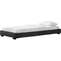 In And OutdoorMatch And OutdoorMatch houten bed Shaina - laag model - kunstleer - met lattenbodem - 90 x 200 cm - zwart - klassiek design