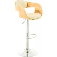 In And OutdoorMatch And Outdoor Match Designer Barkruk Ted - Crèmekleurig kunstleer in combinatie met een houten zitvlak - in hoogte verstelbaar - zithoogte 63 tot 77 cm - Deluxe