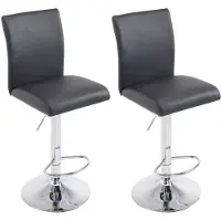 In And OutdoorMatch And OutdoorMatch Luxe barkruk Sydnee - Zwart - Chroom - Modern design - Set van 2 - Met rugleuning - Voetsteun - Geschikt voor keuken en bar - Gekussende zitting - Kunstleer