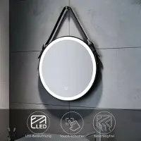 Sonni Badspiegel, rond, met LED-verlichting, touchbediening, anti-condensfunctie, wandspiegel voor de badkamer, diameter 60 cm