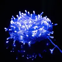 Rosikey 10 meter, 100 LED's, 8 modi, lichtketting, stroomaangedreven, LED, kerstverlichting, transparante kabel, decoratieve verlichting voor binnen, feest, tuin, kerstboom, blauw