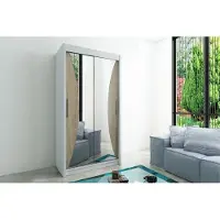 Minio Kledingkast 120 cm, model MONACO, wit / Sonoma eikenhout
