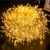 Rosikey 50 meter, 500 LED's, 8 modi, lichtketting, stroomaangedreven, LED, kerstverlichting, transparante kabel, decoratieve verlichting voor binnen, feest, tuin, kerstboom, geel