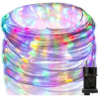 Rosikey 50 meter LED-lichtketting, stroomaangedreven, waterdicht, 8 lichtmodi, PVC-lichtslang, geschikt voor tuin, balkon, feestdecoratie, in verschillende kleuren