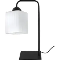 Light11 HOME Tafel lamp Riffle, zwart, 1 lichtpunt, glazen voet, wit, kubusvormig, fitting E27