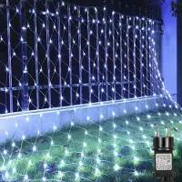 ROSNEK 1,5 x 1,5 meter, 96 LED's, lichtgordijn, lichtketting, 8 lichtmodi, waterdicht, kerstverlichting, feestverlichting, tuinverlichting, net, koud wit