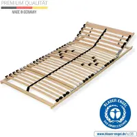 NovaSleep Verstelbaar lattenbodem, 140x200 cm, met 7 zones, 28 flexibele latten, geproduceerd in Duitsland, frame van stevig beuken hout, belastbaar tot 150 kg, verstelbaar hoofdeinde