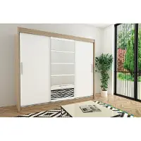 Minio Garderobekast 250 cm, model ROMA, kleur Sonoma eik / wit
