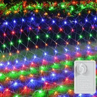 Rosikey Lichtnet 1,5 x 1,5 m, 102 LED's, kleurrijk LED-lichtnet, lichtgordijn, stroomaangedreven, 8 lichtmodi, geheugenfunctie, geschikt voor kerst, feestjes, tuin, kamer, balkon, decoratie
