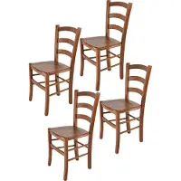 STOCK LINE t m c s Tommychairs - Set van 4 stoelen VENICE, geschikt voor keuken en eetkamer. Robuuste constructie van gelakt beukenhout in een lichtnootbruine kleur, met een houten zitvlak