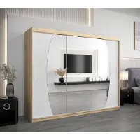 Minio Garderobekast 250 cm, model ELYPSE, Sonoma eikenhout/mat wit
