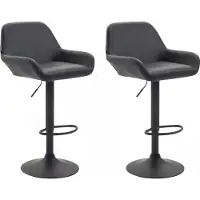 In And OutdoorMatch And OutdoorMatch Luxe barkruk Margaretta - Zwart - Deluxe design - Met rugleuning - Voetsteun - Geschikt voor keuken en bar - Gekussende zitting - Set van 2 - Kunstleer