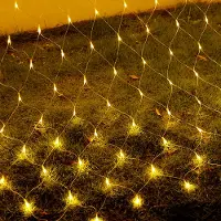 UISEBRT LED-lichtnet, 3x2 meter, lichtketting, lichtgordijn, voor binnen- en buitengebruik, 8 lichtmodi, warmwit, IP44, geschikt voor Kerstmis, Halloween, tuinfeest