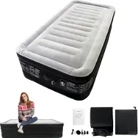 UISEBRT Opblaasbaar luchtbed voor 1 persoon, 200 x 98 x 46 cm, luchtbed met geïntegreerde elektrische pomp en tas, geschikt voor kamperen