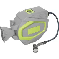 XINZI Automatische slanghaspel, 30 meter, 180° draaibaar, voor wandmontage, tuinslang met handdouche, grijs