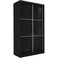 MargaretHadas24 120 cm brede garderobekast Vena, inclusief 2 schuifdeuren. Schuifdeurkledingkast (kleur: zwart, Lacobel zwart)