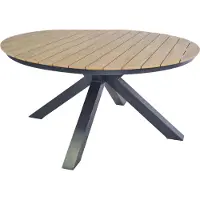 In And OutdoorMatch Tafel - Rond - Ø150 cm - Aluminium - Polywood met teaklook
