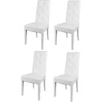STOCK LINE t m c s Tommychairs - Set van 4 moderne stoelen CHANTAL, geschikt voor keuken en eetkamer. Robuuste constructie van gelakt beuken hout, kleur wit, bekleed met witte kunstleer