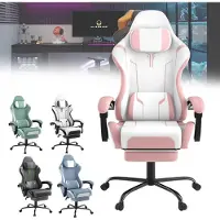 UISEBRT Gaming stoel, computerstoel met massagefunctie, in hoogte verstelbaar, ergonomische bureaustoel voor comfort en ondersteuning