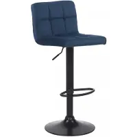 In And OutdoorMatch And OutdoorMatch Luxe barkruk Kolby – Blauw – Zwart – Fluweel – Modern design – Rugleuning – Voetsteun – Geschikt voor keuken en bar – Gevoerd zitvlak