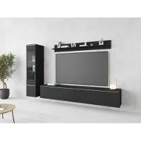 MINIO go for it MINIO, wandmeubelset, 3-delig, Veve 1, kan zowel hangend als staand worden geplaatst, hoge kast, zonder verlichting, mat zwart