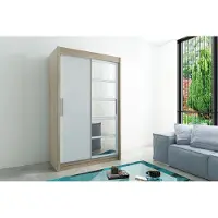 Minio Kledingkast 150 cm, model ROMA, kleur Sonoma eik / wit