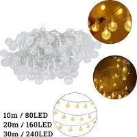 UISEBRT 20 meter, 160 LED's, warm wit, kristallen bolletjes, lichtketting voor binnen, decoratie voor Kerstmis, feest, verjaardag