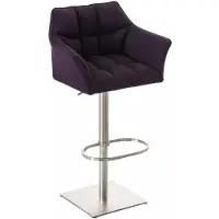 In And OutdoorMatch And Outdoor Match barkruk Eusebio - Donkerpaars - Kunstleer - Met rugleuning en armleuningen - Ergonomisch - Set van 1 - Hoogte verstelbaar - Deluxe
