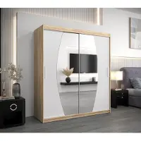 Minio Garderobe 180 cm, model ELYPSE, Sonoma eikenhout/mat wit