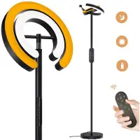 Rosikey Standaardlamp, dimbaar, geschikt voor woonkamer, slaapkamer of kantoor, 190 cm LED vloerlamp, 2000 lumen, 36 watt, met plafondverlichting, inclusief afstandsbediening, leeslamp, zwart