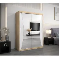 Minio Kledingkast 150 cm, model MONACO, Sonoma eikenhout/wit