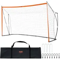 Zerbaco 3,66 x 1,83 meter, draagbaar voetbaldoel, voetbalnet, geschikt voor de achtertuin, oranje