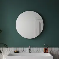 Sonni Ronde badspiegel, diameter 60 cm. Dubbele touchschakelaar met driekleurige temperatuur-LED-verlichting. Ronde spiegel met anti-condensfunctie