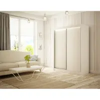 MargaretHadas24 Kledingkast Saturn, 150 cm breed, inclusief 2 schuifdeuren, kledingstang en garderobekast. Levering tot in de woning (kleur: wit)