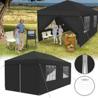 ACXIN Paviljoen 3x6m, waterdicht - Partytent, tuinpaviljoen met 6 zijwanden, geschikt voor camping, evenementen, tuin, feest, bruiloft, antracietkleurig
