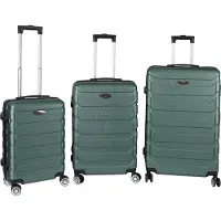 H4L Trolleykoffer, reiskoffer, 3-delige kofferset, harde schalenkoffer, groen, maten S, M, L