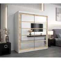 Minio Garderobekast 180 cm ROMA 2, wit / Sonoma eikenhout