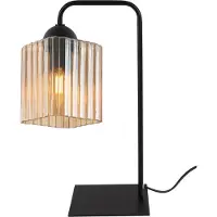 Light11 HOME Tafel lamp Riffle, zwart, 1 lichtpunt, glazen kap in honingkleur, fitting E27
