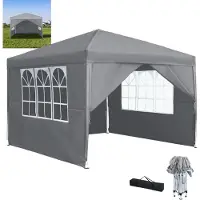 XINZI Tuinpaviljoen 3x3, verstelbare hoogte, stabiel, UV-bescherming, waterdicht, geschikt voor tuinfeesten, bruiloften en andere evenementen buiten, zilvergrijs (inclusief 4 zijwanden)